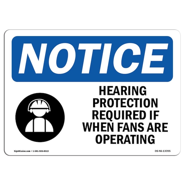 OSHA, Hearing Protection Required, 18in X 12in Alum, 18" W, 12" H, Landscape, OS-NS-A-1218-L-13395